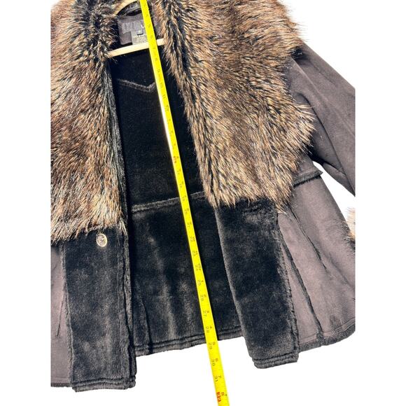 Vintage Utex Pennylane Coat Large Y2K Brown Faux Fur Mob Wife - Picture 9 of 13